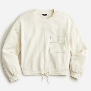 J.Crew University terry patch pocket sweatshirt-BK333-NATURAL-NWT